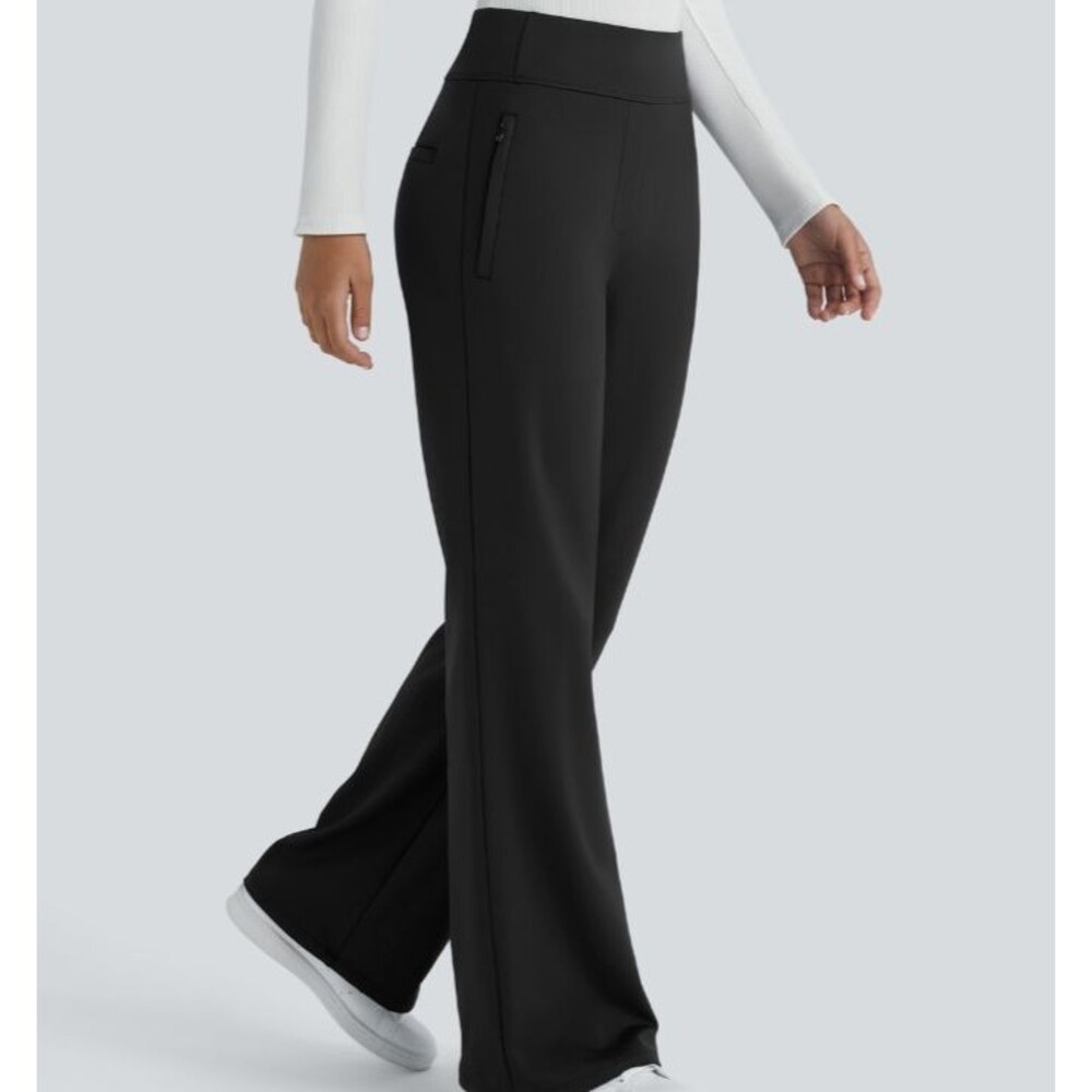 Halara Flex DayStretch Mid Rise Side Zipper Pocket Pull On Flare Pants Sz Large